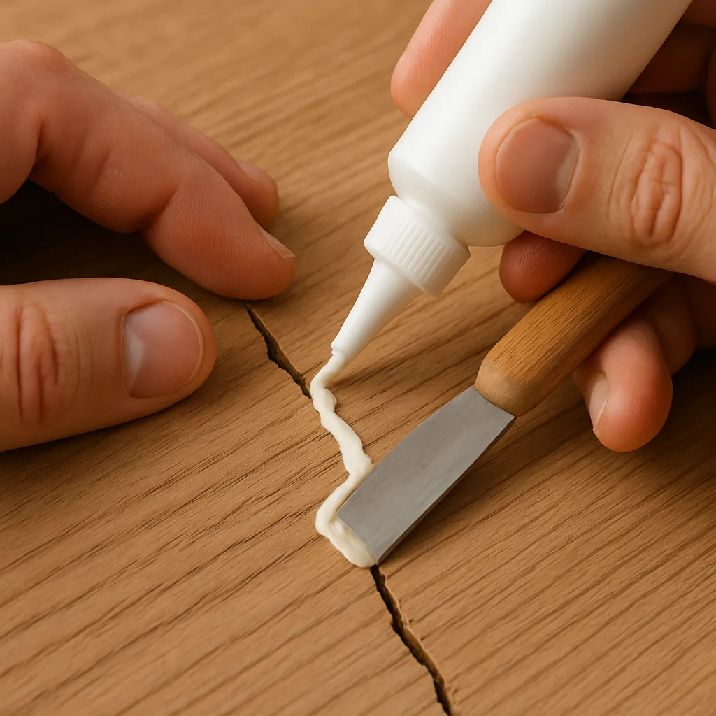 Kleine scheuren in hout herstellen